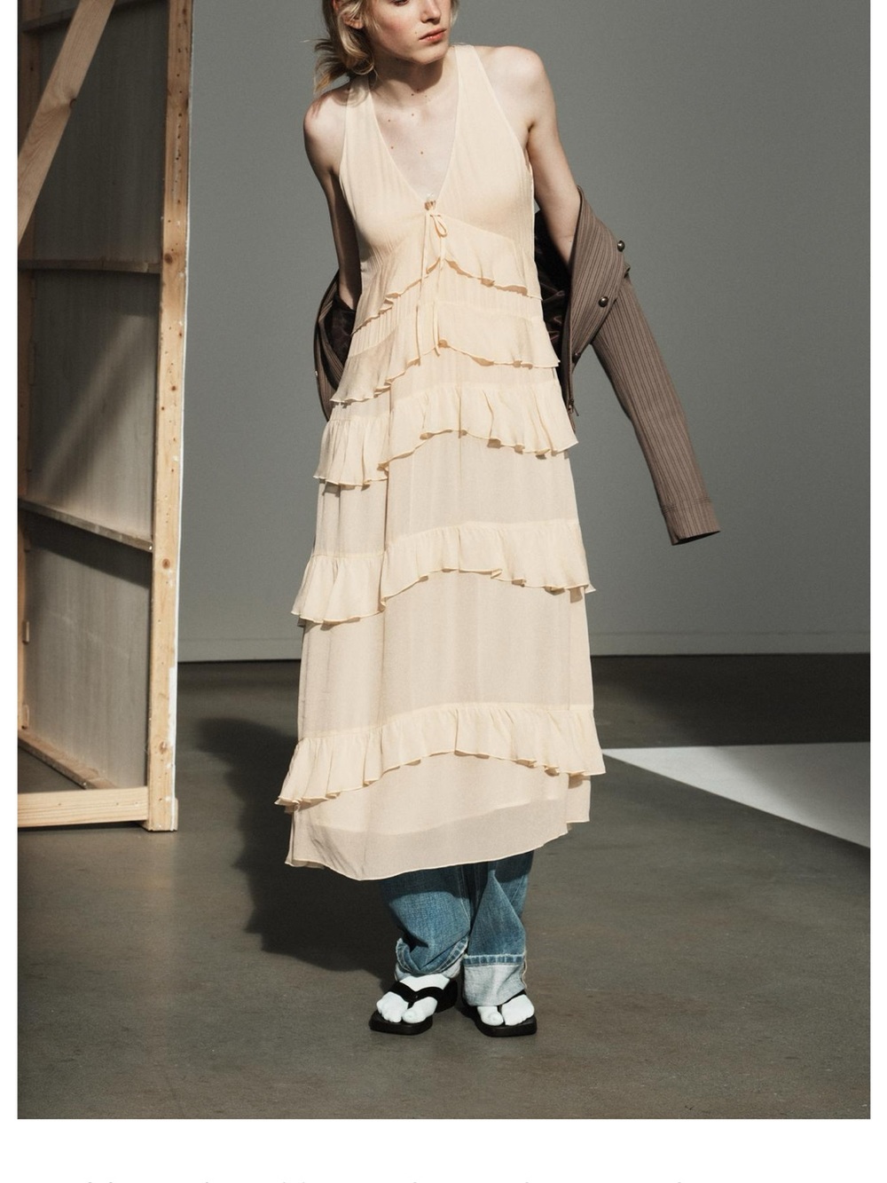 ZARA RUFFLED MIDI DRESS